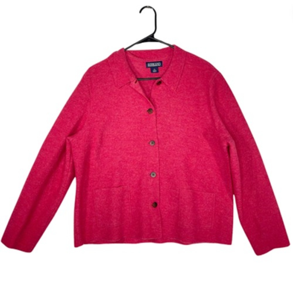 Lands End Womens Coat Boiled Wool Collared Button Front Jacket Size 14 Petite - Picture 2 of 12